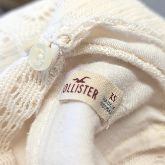 Hollister Ivory Lace Halter Top Open Back Sleeveless Boho Festival Tank sz XS - Picture 3 of 3